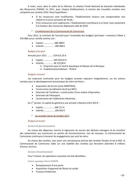 Voir le rapport 2011 - Communauté de Communes du Pays de Falaise