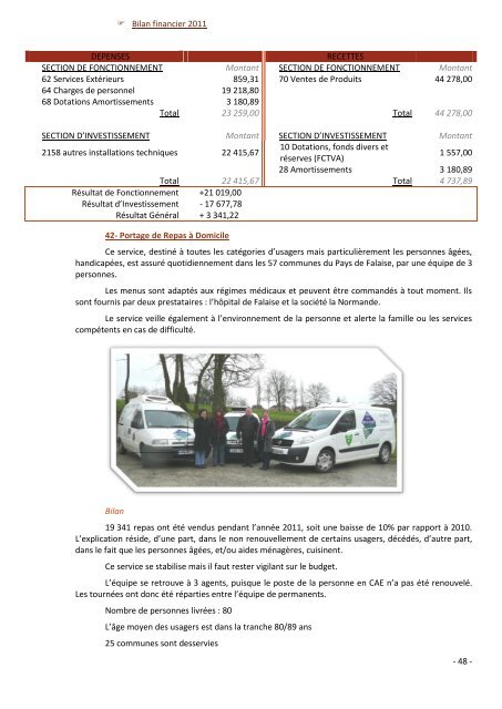 Voir le rapport 2011 - Communauté de Communes du Pays de Falaise