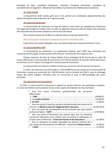 Voir le rapport 2011 - Communauté de Communes du Pays de Falaise