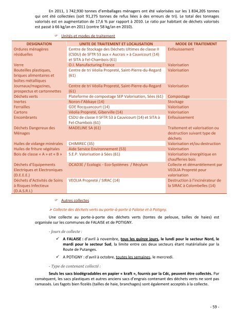 Voir le rapport 2011 - Communauté de Communes du Pays de Falaise