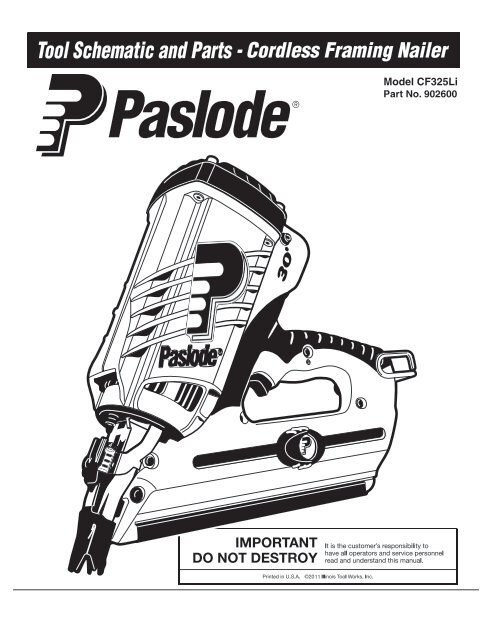 Paslode Part # 902223  WEAR PLATE CF325LI