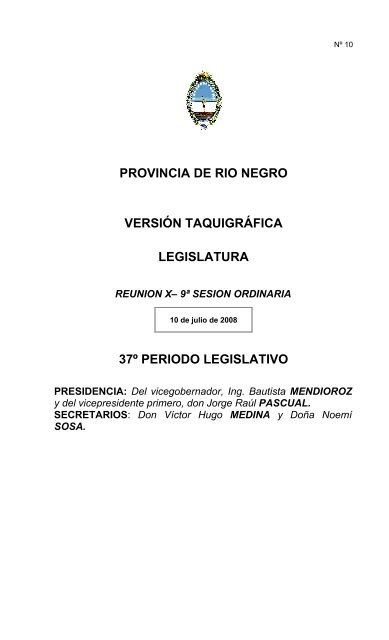 provincia de rio negro versión taquigráfica legislatura 37º periodo ...