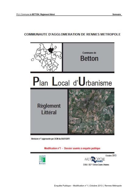 PLU | Commune de BETTON | RÃ¨glement littÃ©ral ... - Ville de Betton