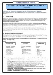 student engagment & well being policy - Northcote High School