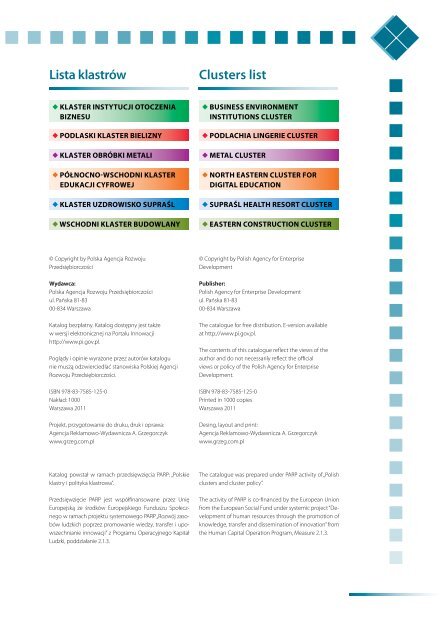Klastry w WojewÃ³dztwie Podlaskim Clusters in the ... - Portal Innowacji