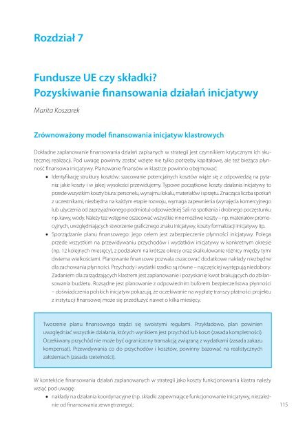 Inicjatywy klastrowe: skuteczne dziaÅanie i strategiczny rozwÃ³j (pdf)