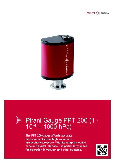 Pirani Gauge PPT 200 (1 Â· 10-4 â€“ 1000 hPa) - Echternacht New Media