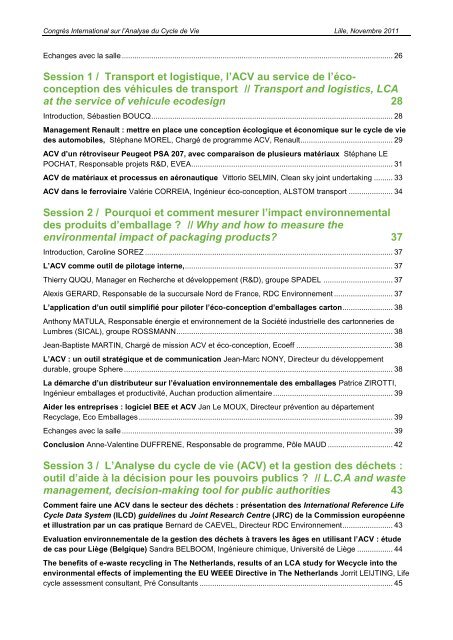 CongrÃ¨s International sur l'Analyse du Cycle de Vie Lille ... - avniR