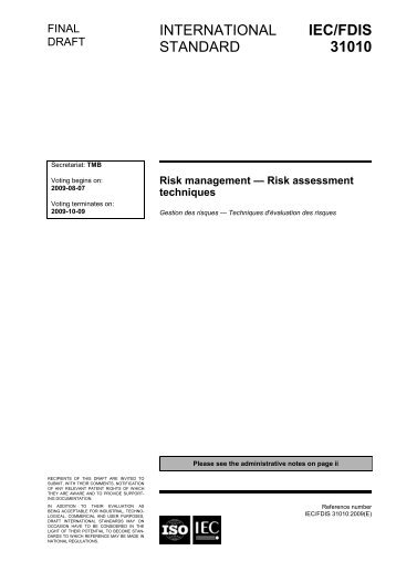 IEC/FDIS 31010 Risk management - Previ