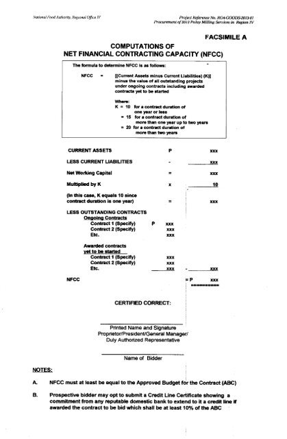 facsimile a computations of net financial contracting capacity ... - NFA