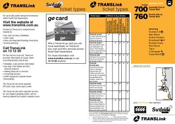 Route 700, 760 timetable - Experience Oz
