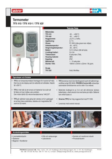 Termometer - PROREG Control AB