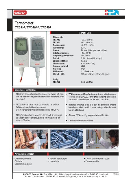 Termometer - PROREG Control AB