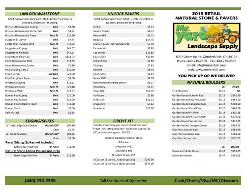 Stone Paver Pricing Mr Yard Landscape Supply