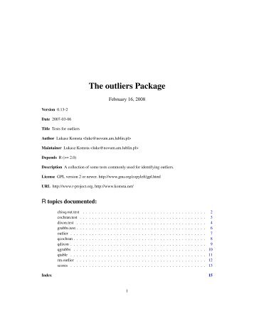 The outliers Package