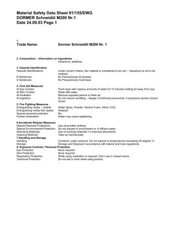 Material Safety Data Sheet 91/155/EWG DORMER ... - Tikontools