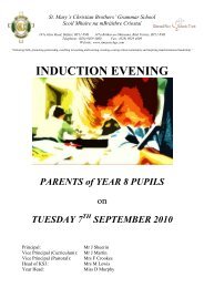 INDUCTION EVENING - St Mary's Christian Brothers'