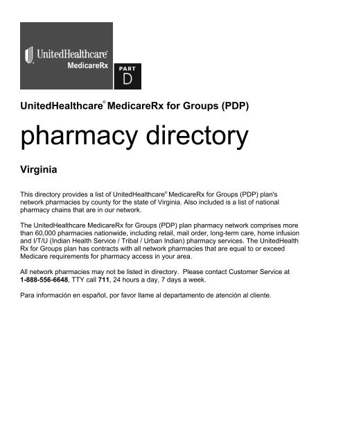 pharmacies. - UnitedHealthcare MedicareRx for Groups (PDP)