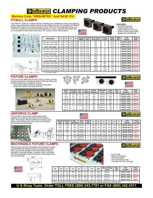 1//4-20 Pack of 4 MiTee-Bite Products 10504 Machinable Fixture Clamp
