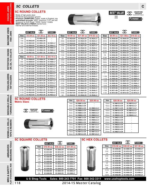 5C COLLETS C - U S Shop Tools