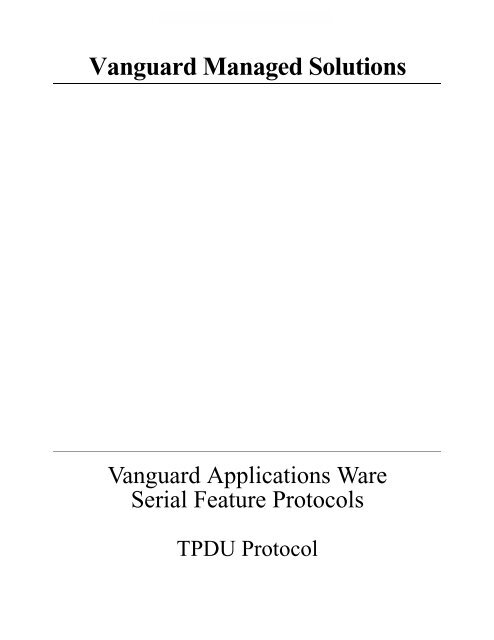 Transaction Protocol Data Unit - Vanguard Networks