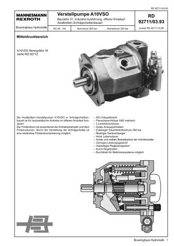 RD 92711/03.93 Verstellpumpe A10VSO - Group VH A/S