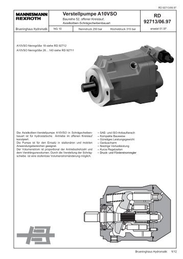 RD 92713/06.97 Verstellpumpe A10VSO - Group VH A/S