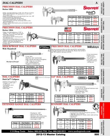 DIAL CALIPERS A - U S Shop Tools