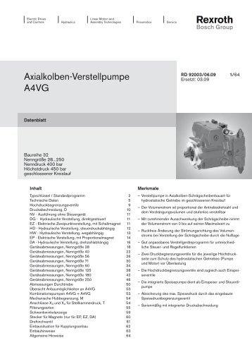 Axialkolben-Verstellpumpe A4VG - Group VH A/S