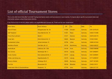 List of official Tournament Stores - Yu-Gi-Oh!