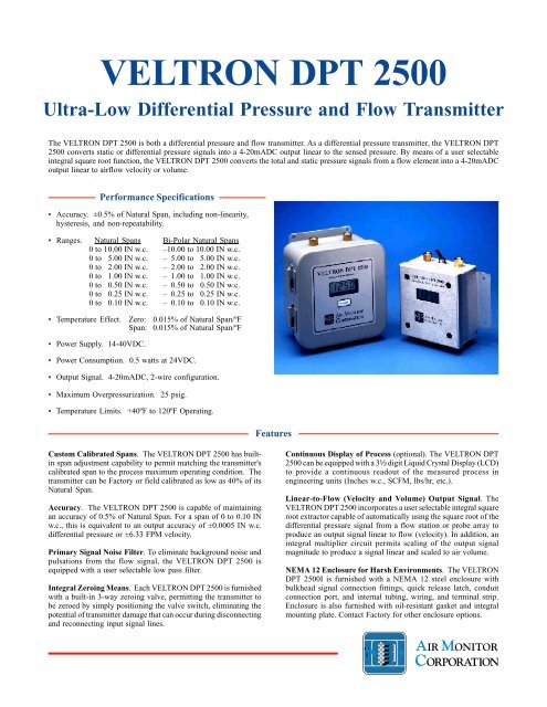 VELTRON DPT 2500 - Air Monitor Corporation