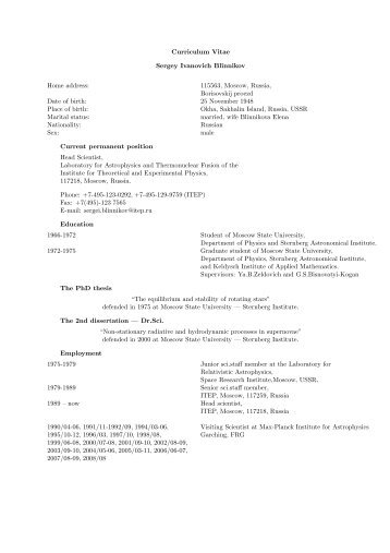 my curriculum vitae