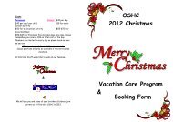 OSHC 2012 Christmas Vacation Care Program & Booking Form