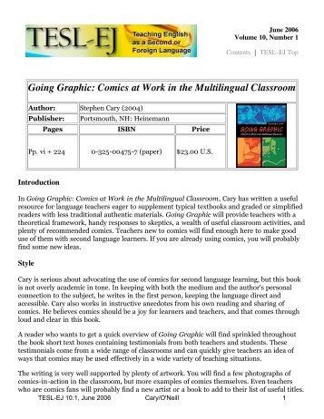 TESL-EJ 10.1 -- Going Graphic: Comics at Work in the Multilingual ...