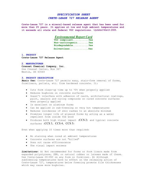 Environmental Report Card - Sweeney Materials