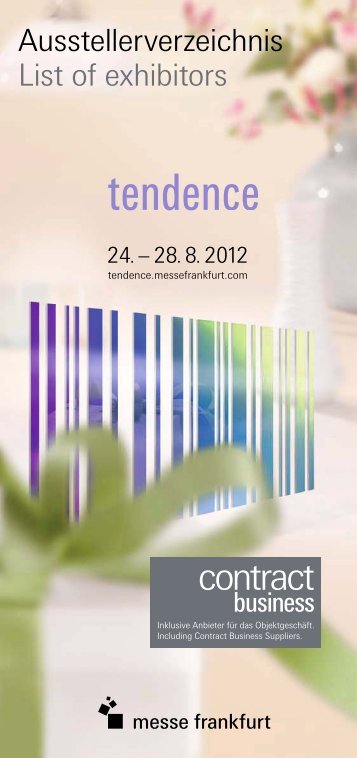 Ausstellerverzeichnis List of exhibitors - Tendence - Messe Frankfurt