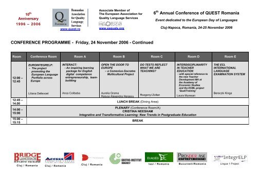 QUEST Conference programme.pdf - Prosper-ASE Language Centre