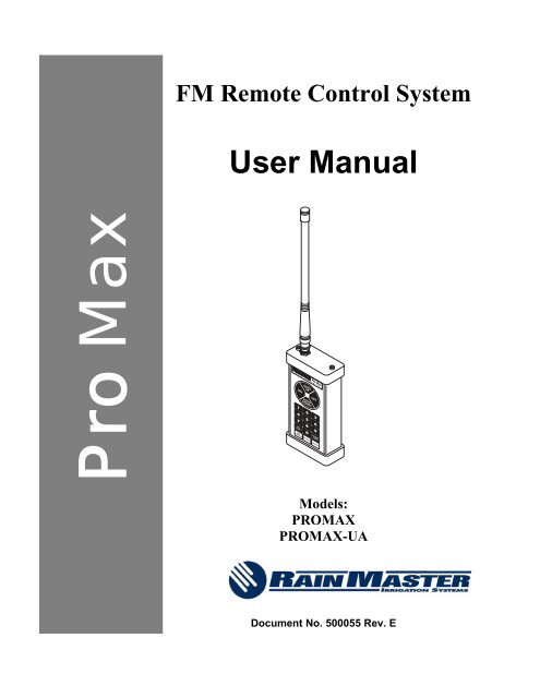 RainMaster FM Remote Control System Owners ... - Irrigation Direct