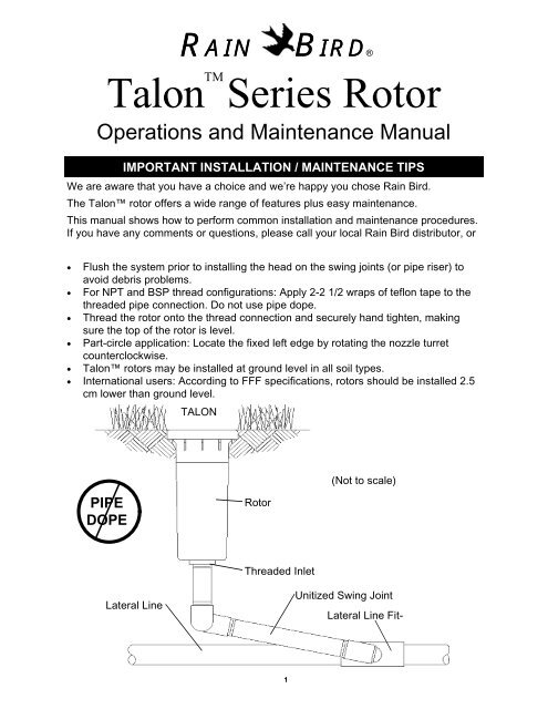 Rainbird 950 Nozzle Chart