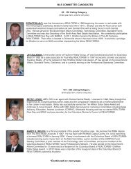 Bios - MLS Committee candidates - Columbus Board of Realtors