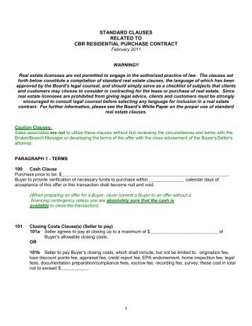 Contract Clauses - Columbus Board of Realtors