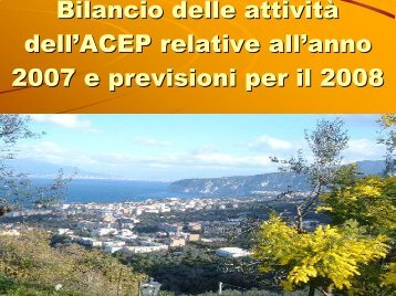 Bilancio AttivitÃ  ACEP 2007 e previsioni 2008 - fareonline.it