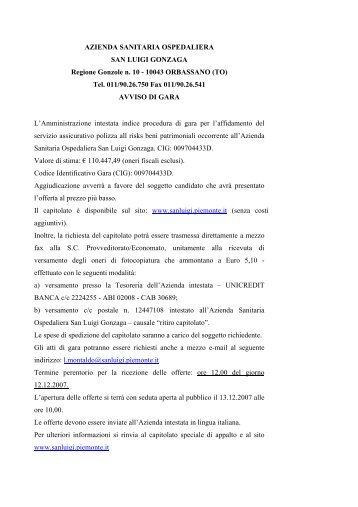 AZIENDA SANITARIA OSPEDALIERA - fareonline.it