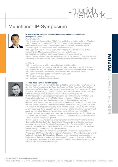 Münchener IP-Symposium „Vom ... - Munich Network