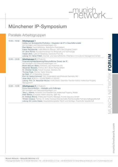 Münchener IP-Symposium „Vom ... - Munich Network