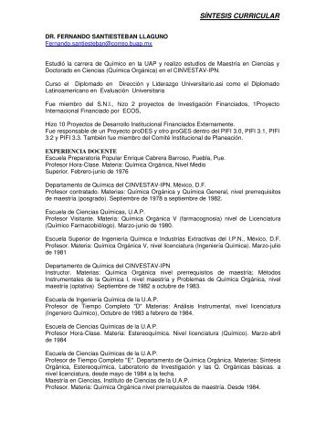 SÃNTESIS CURRICULAR - Transparencia - BenemÃ©rita Universidad ...