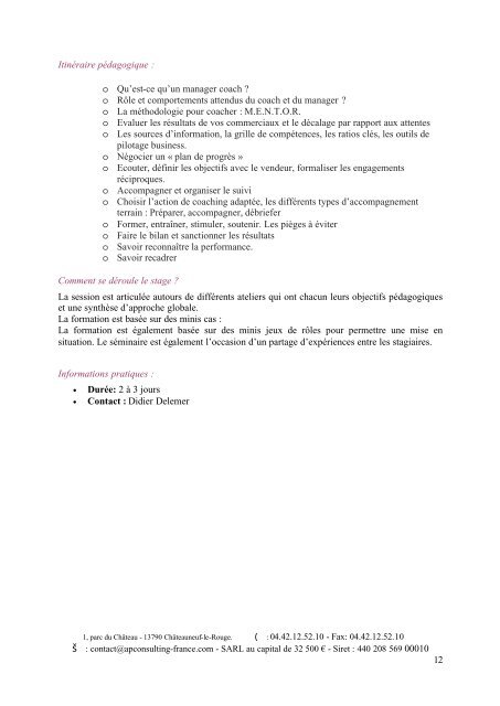 Télécharger notre catalogue de formations - AP Consulting