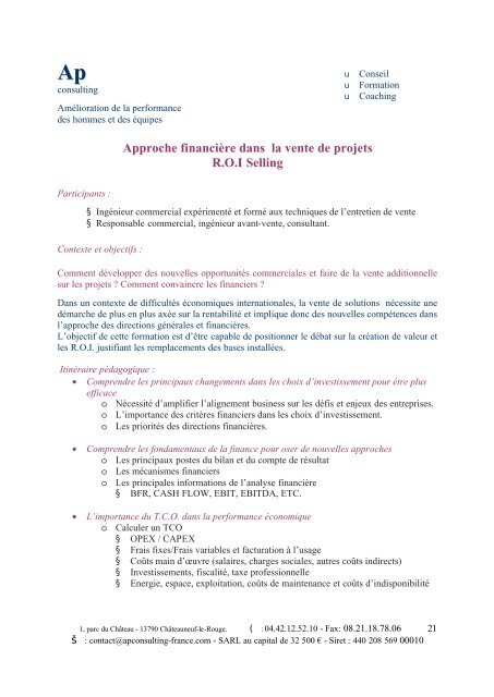 Télécharger notre catalogue de formations - AP Consulting