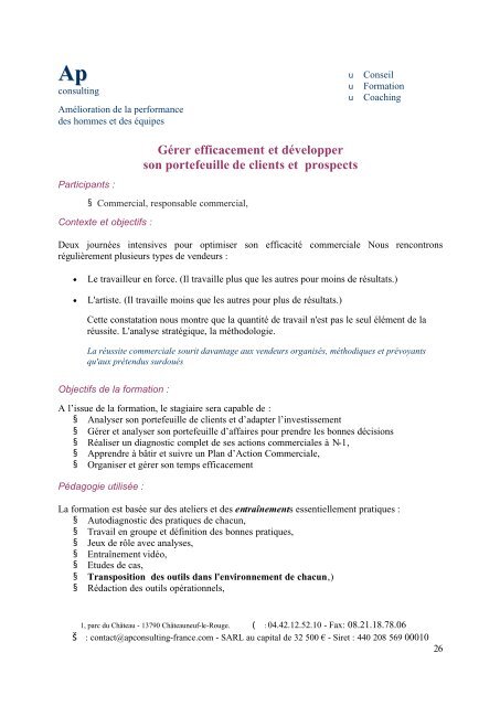 Télécharger notre catalogue de formations - AP Consulting