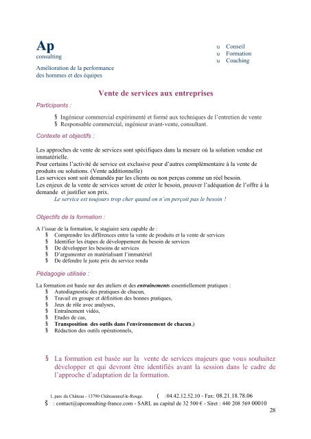 Télécharger notre catalogue de formations - AP Consulting